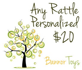 ANY Rattle PERSONALIZED, Natural and Organic Wooden Baby Rattle - Safe and Eco-Friendly