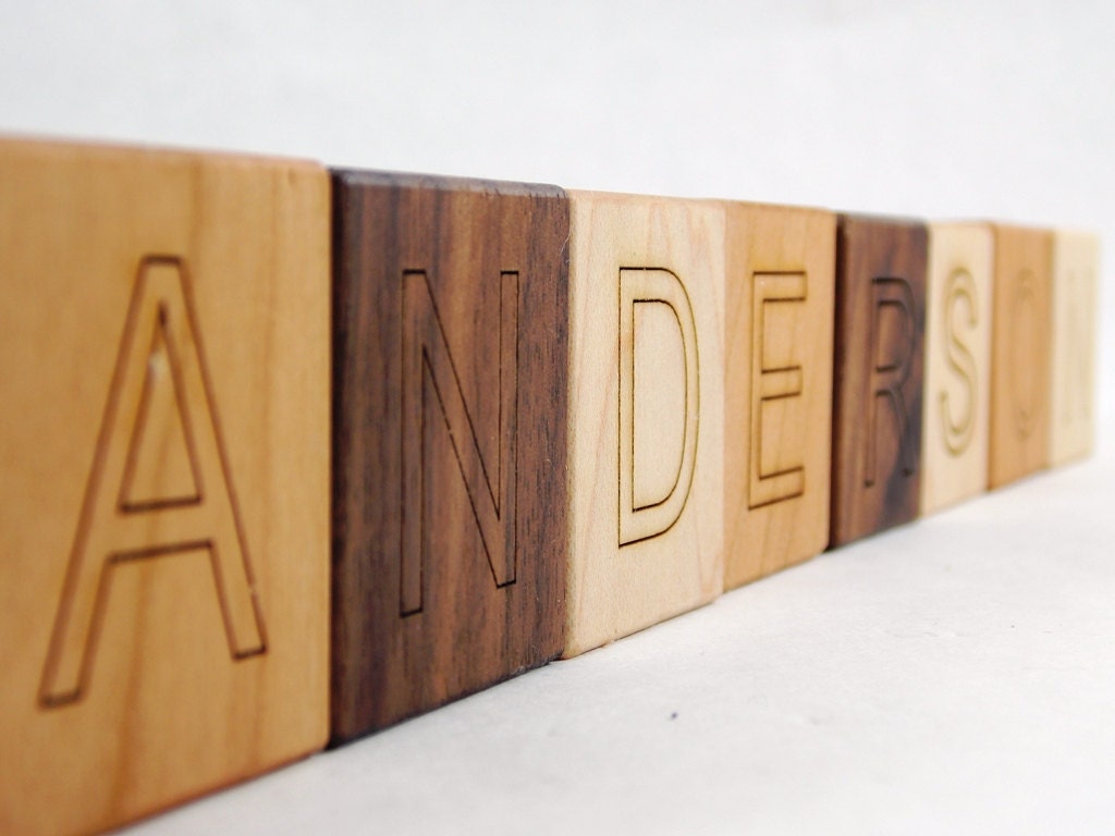 8 Personalized Alphabet Blocks - Wooden Alphabet Blocks for baby and children, All Natural by Bannor Toys