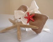 AMALFI - Wedding favors bags Nautical themed Beach wedding Small burlap gift bags with satin ribbon Italian favors