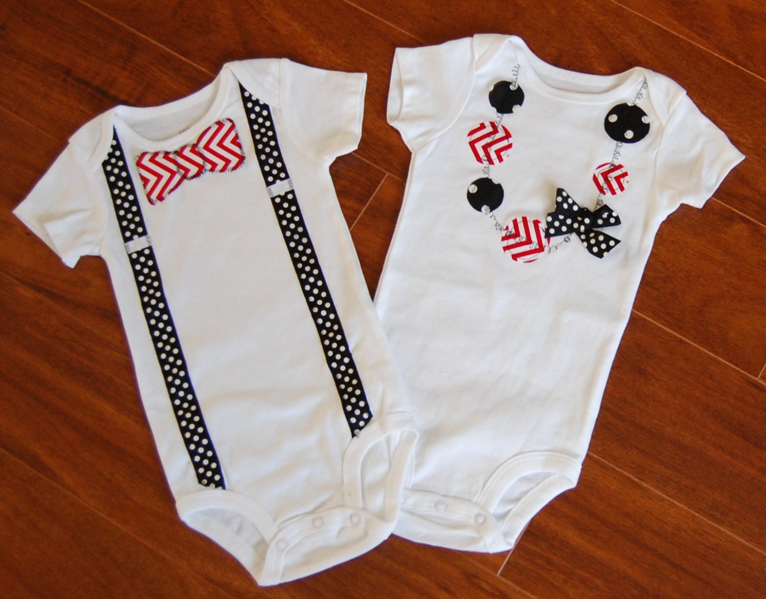 Swanky Baby Twin Girl/Boy Set of two matching onesies