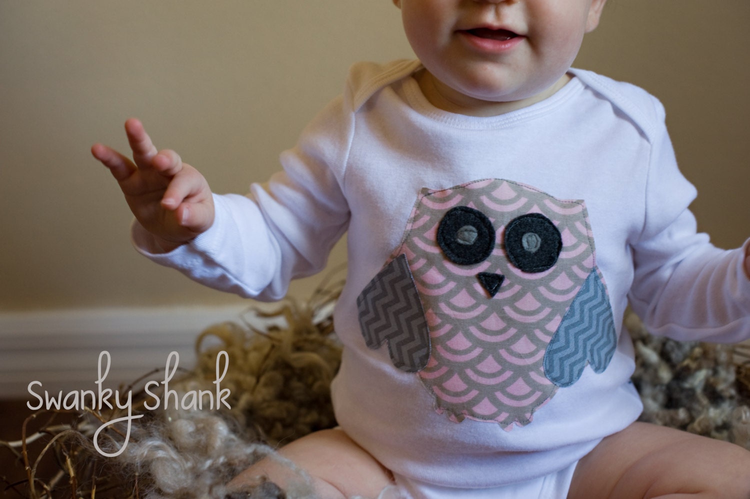 Swanky Shank Baby Girl Owl Long Sleeved Onesie