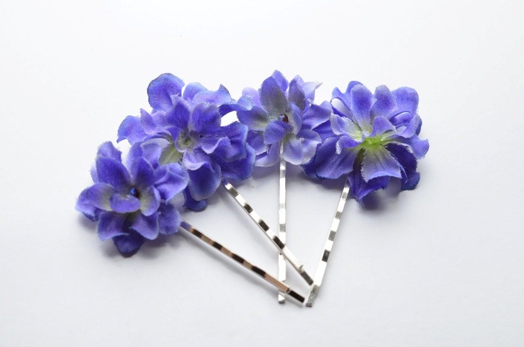 Purple flower bobby pins, purple hair clips, purple wedding hair accessories - Boho hair blooms