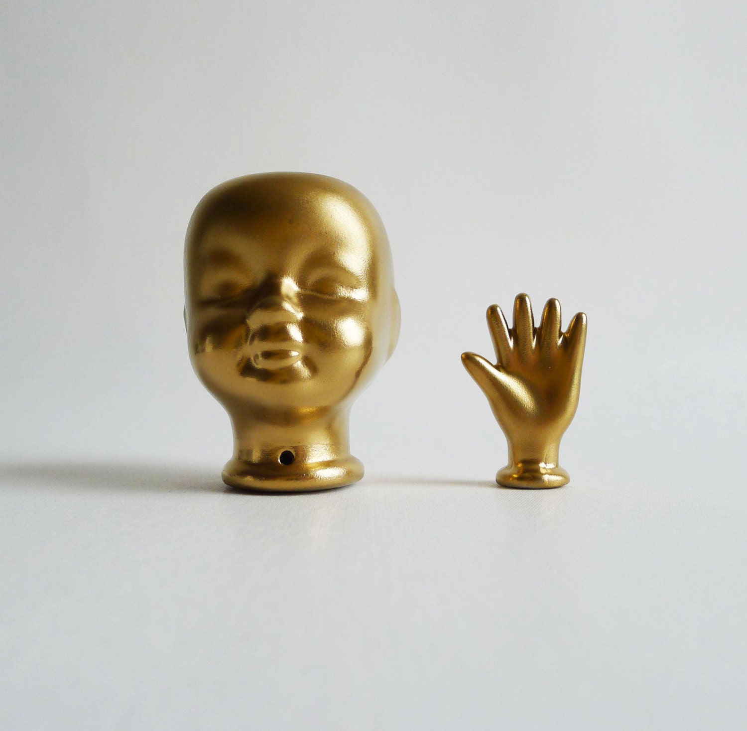DO NOT PURCHASE//  Vintage Doll Parts Gold Doll Head and Hand by Trash Things