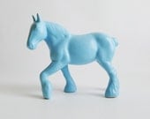 Pale Blue Horse Up-Cycled Vintage Ornament Figurine Funky Home Decor