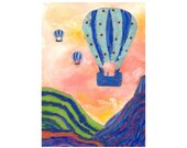 Original Hot Air Balloon Collage Art Sunset Ride by Niki Hilsabeck