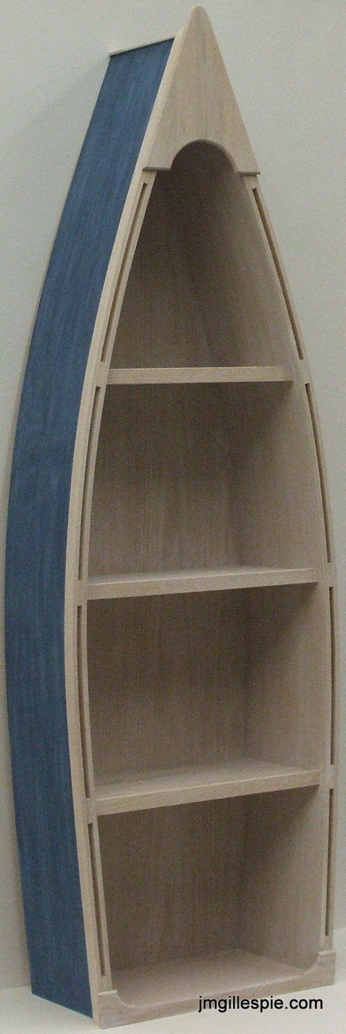 5 Foot blue row Boat Bookshelf Bookcase shelves by ...