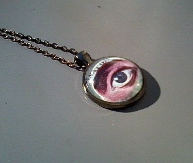 Eyeball anatomy pendant, in gunmetal black, with matching chain necklace