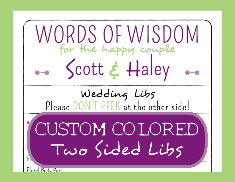 Wedding Guest Book MAD LIBS - Words of Wisdom Game - Modern Design - Customizable PDF - Bachelorette / Bridal Shower