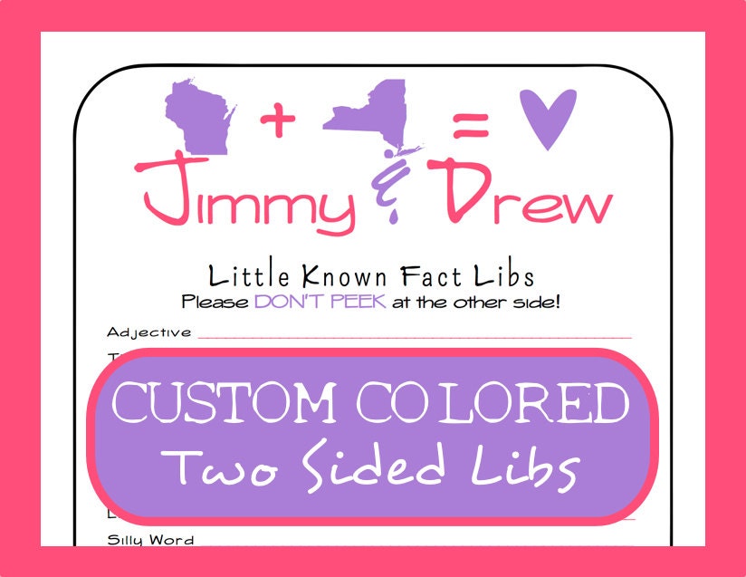 Wedding MAD LIBS Guest Book - Little Known Facts Game - State Map Design - Customized PDF - Bridal Shower / Bachelorette