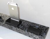 iPhone 5 and dual iPhone 4s Docks on Blue Pearl Granite