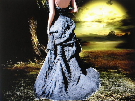 Hand dyed gothic wedding gown by Miosa Couture estimated size 4/5 // halloween // costume // undead bride // zombie // witch // morbid gauzy
