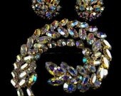 Stunning Sherman Demi Parure Brooch Earrings Rhinestone Jewelry Set