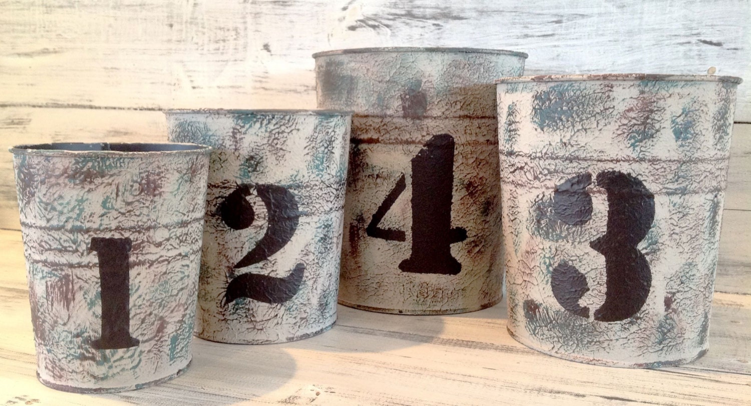 Repurposed Tin Pails For Planters Cache Pot Storage Home Decor