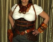 Steampunk Leather Phone Holster and watch, Pilot / Ladies' version for iPhone or Droid