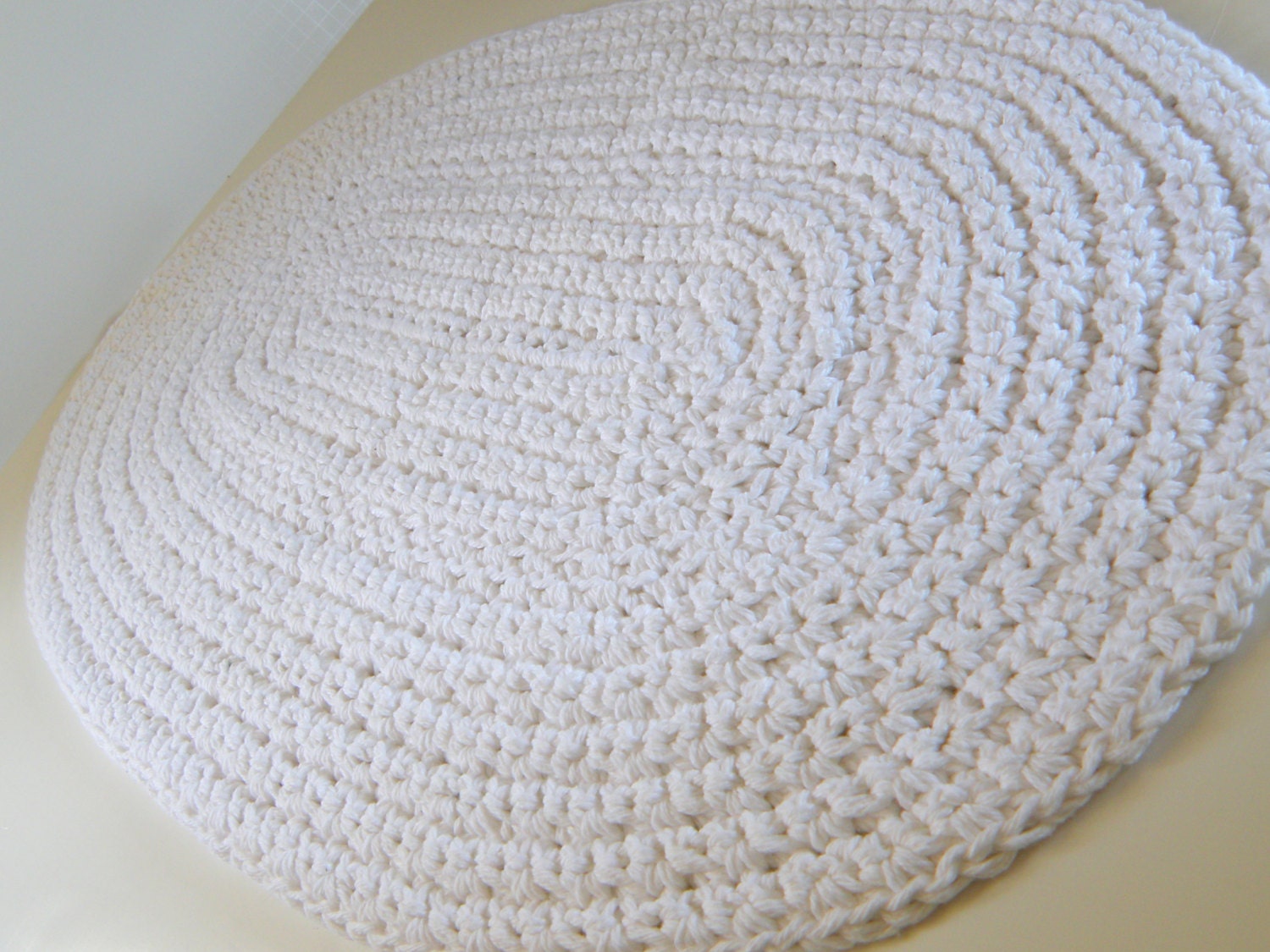 White Bath Rug, White Cotton Bath Mat, Crochet Cotton Floor Rug, House Warming Gift Spa Collection