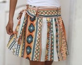 ON SALE Colorful Tribal Orange Mini Skirt - Ready to ship