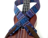 Aztec Blue Ukulele Strap with Adjustable Ends and Tie Lace