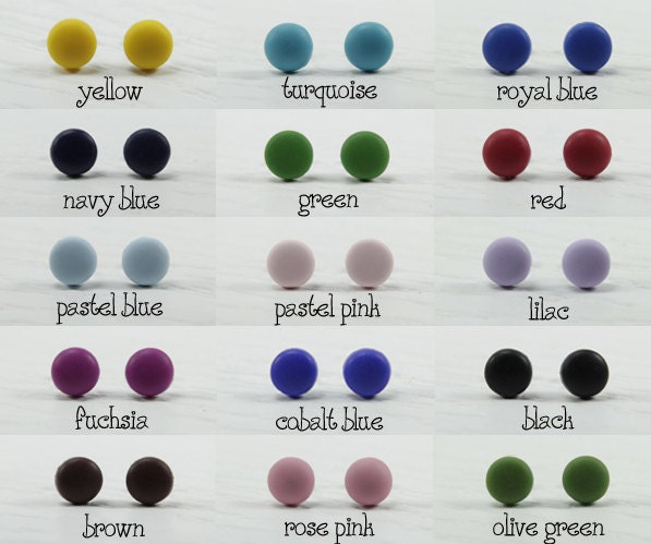 Set of 5 - Choose Your Colors - Small Stud Earrings - Matte Colors - Tiny Everyday Wear Studs - Simple Post Earrings - Unisex Earrings