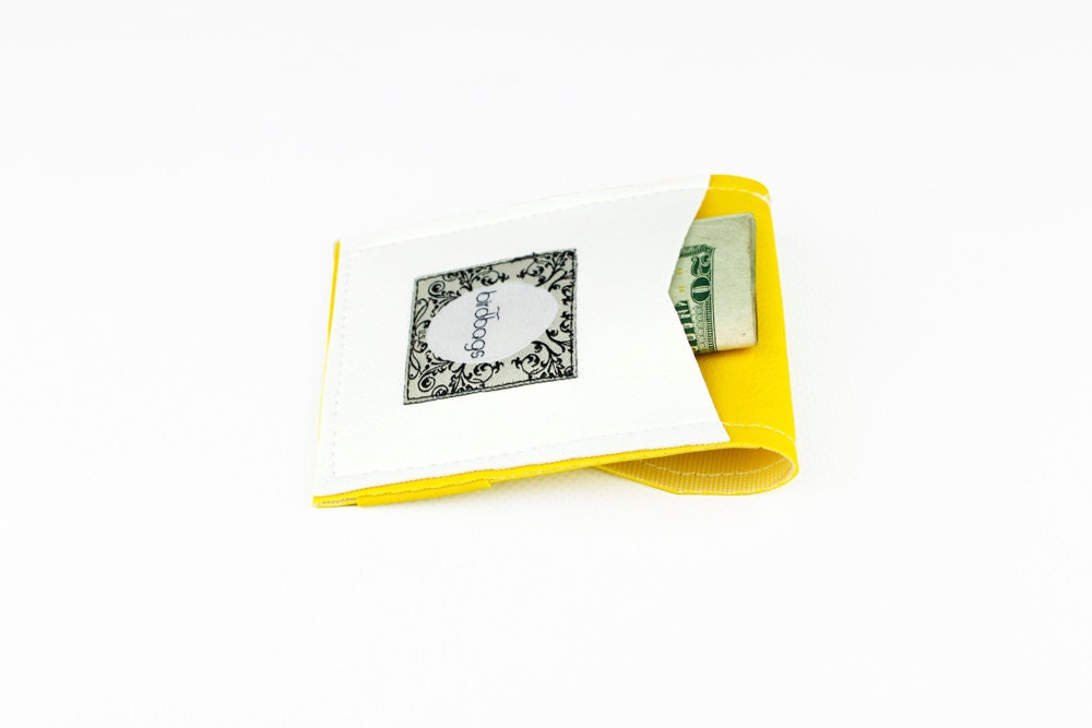 Yellow Slim Wallet - Business Card Holder - Card Wallet - Vegan Leather - Birdbags "Beak"