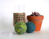 earth day, über cool wool dryer balls, chartreuse seafoam monaco blue, eco friendly housewares, gifts for her, spring cleaning, laundry
