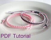 PDF Tutorial Square Knot Macrame Bracelet Pattern, Single & Two Color Adjustable Friendship Slider Bracelet