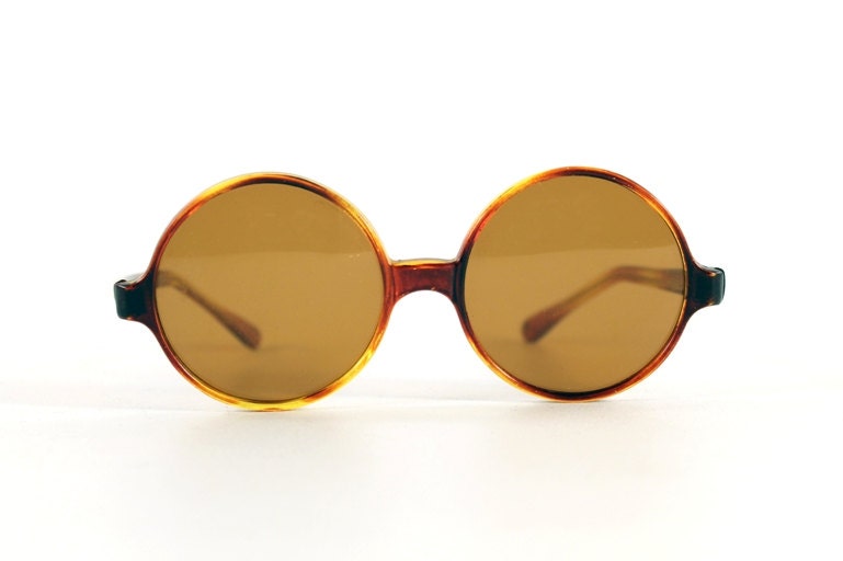 Vintage Womens Oversize Round Tortoise Sunglasses