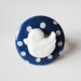 Duck Button Ring, Cute Blue Polka Dot Adjustable Ring