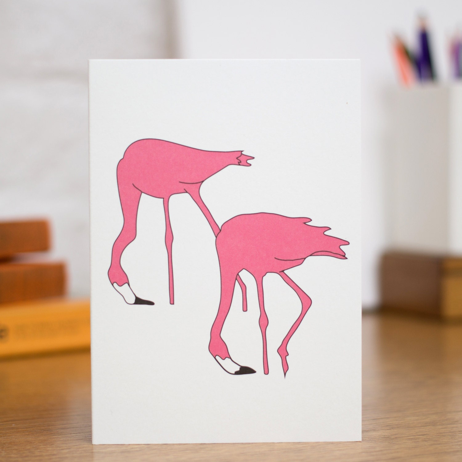 Pair of Flamingos Blank Greetings Card