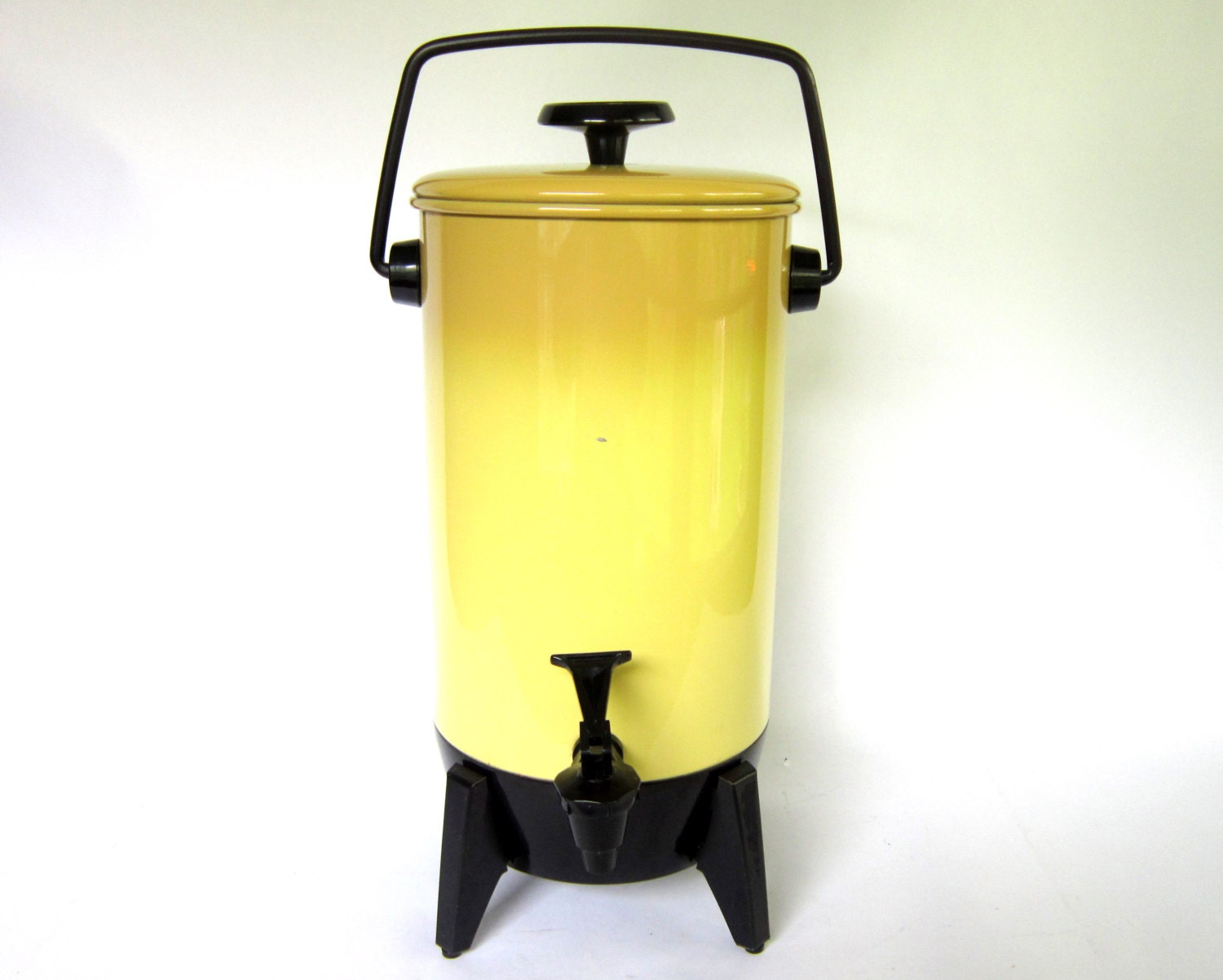 Vintage Mustard Yellow 22 Cup Coffee Percolator, Mirro-Matic Electric Hot Beverage Dispenser in Original Box Mod Daisy Lid
