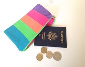 Lime Green Orange Pink Purple Blue Bright Striped Lined Zipper Pouch Blue Zipper Pencil case Travel Pouch Make Up Bag Casual