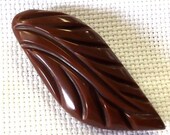 Vintage Bakelite Dress Clip, Fur Clip, Carved, Leaf, Collectible