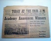 Vintage - Today At The Fair, Officicial Daily Program Of The New York Worlds Fair 1939. Orson Well's.