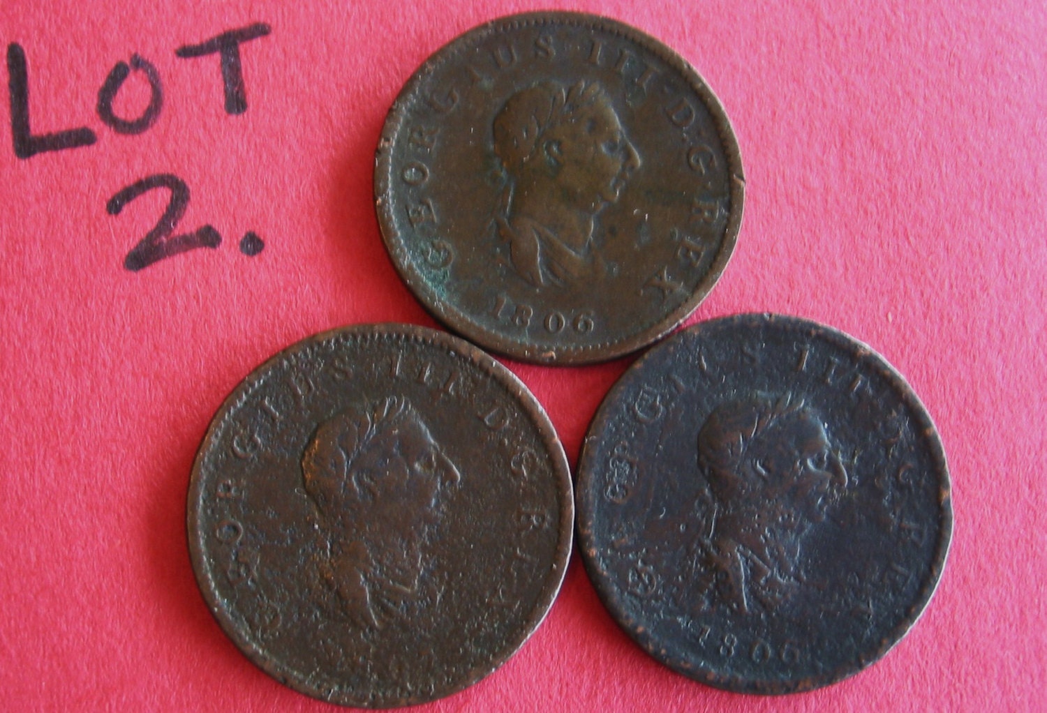 Lot TWO: George III half pennies, 1806 & 1807. G-AF, english coppers, anglophile, early colonial america, vestiesteam
