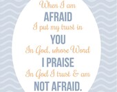 Bible Scripture Verse Wall Art Print Wave: Psalm 56 3-4 In God I trust and am Not Afraid