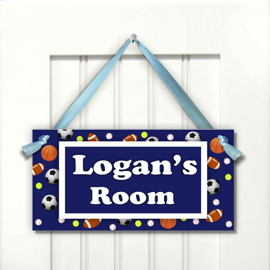 soccer football kids door sign - boys sports themed bedroom decor plaque