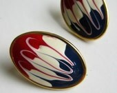 Vintage earrings: Nautical Earrings Red White Blue Earrings Vintage 4th of July