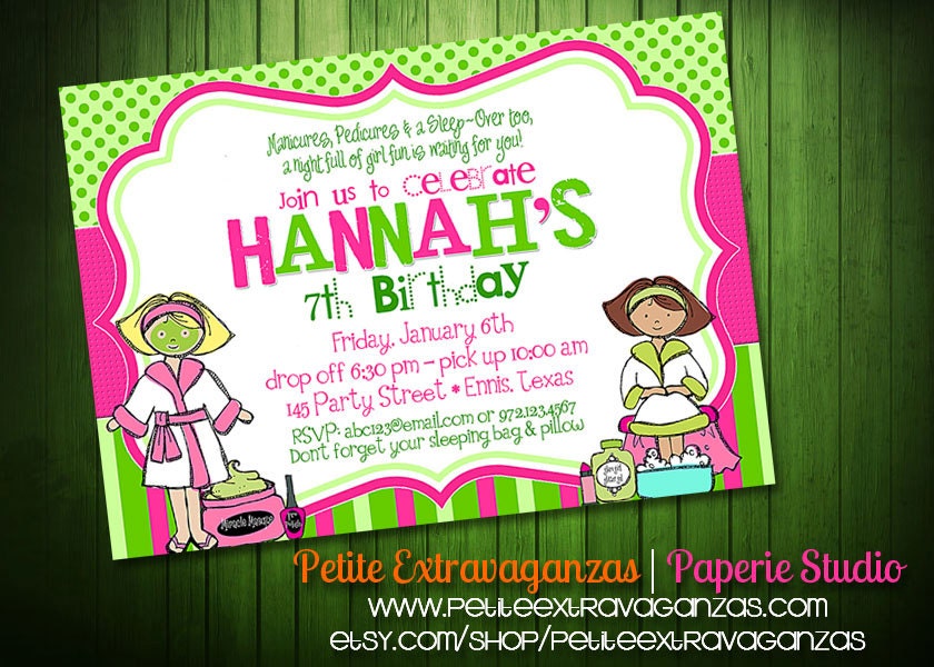 Spa Slumber Birthday Party Printable Invitation Il_170x135