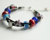 Nautical style handmade bracelet with pandora style beads