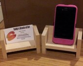 Unfinished Maple Wood Business Card Holder also holds Cell Phone, Office Business Card Display- You can Scrapbook It - READY TO SHIP