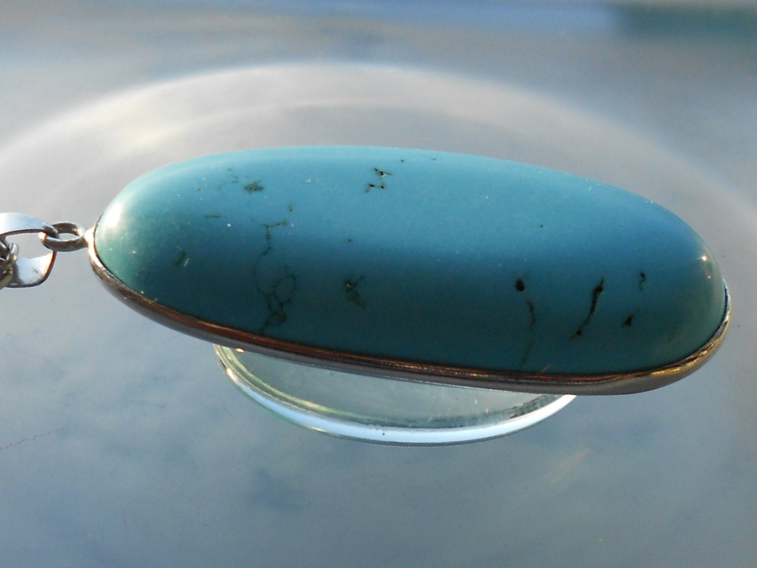 Bermuda Blue Torquoise Stone Pendant Necklace