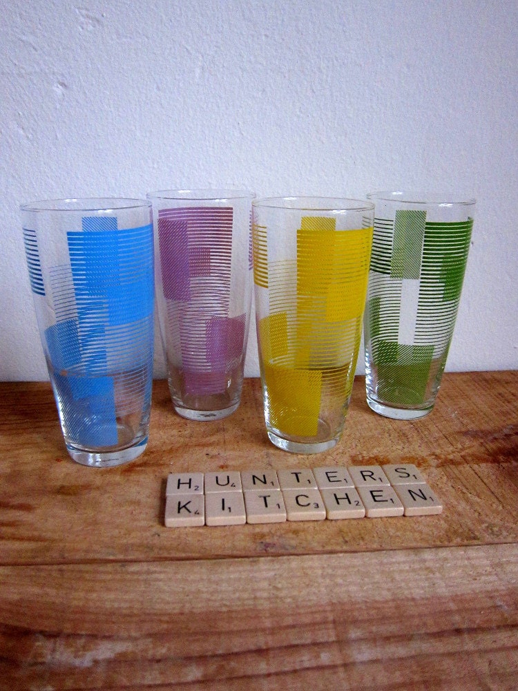 Tall vintage juice glasses, set of 4