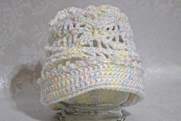 Crown Top Lacy Crocheted Baby Hat
