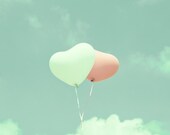 SALE, Nursery Art, spring decor, Balloon, mint, photography, pink, nursery prints, nursery, spring, love, red, heart,  decor, sky