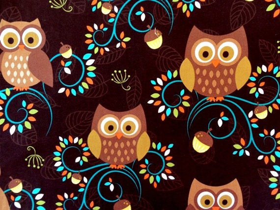 Michael Miller Fabric -  1/2 Metre Happy Hooters in Forest - Norwegian Woods