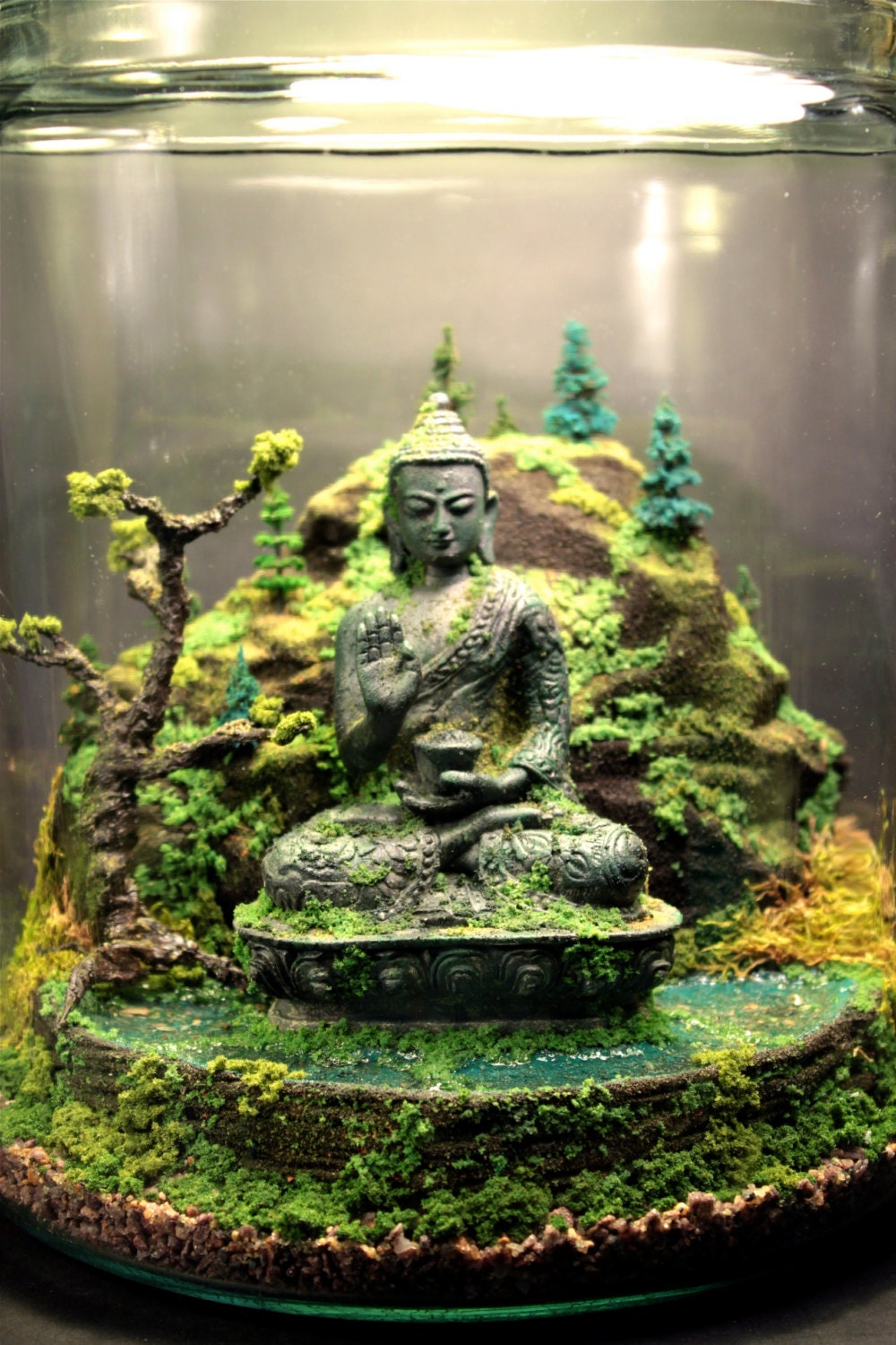 Ancient Buddha Zen Garden Terrarium - Moss and Bonsai Diorama