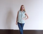 sleeveless collared top, women's tank top, crop top, floral tank top