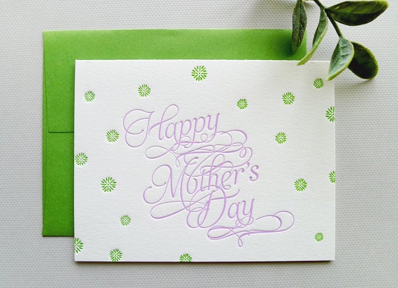 Happy Mother's Day Letterpress Card - Single Card