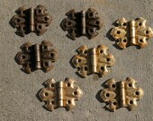 Antique rare 7 Stanley Sweet Heart Stamped 1908 Butterfly Cupboard Hinges Historic Hardware