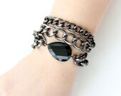 Chunky Gunmetal Chain  & Black Onyx Wrap Bracelet: The Jetsetter