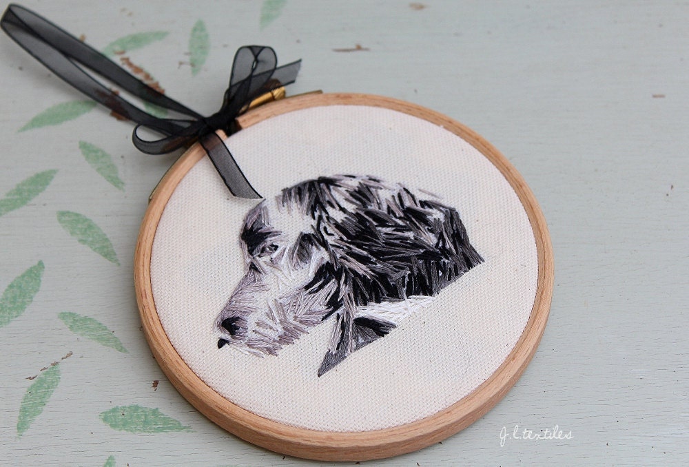 Custom Stitched Pet Portrait, Hand Embroidery, Hoop Art, Textile Art Using Your Photograph